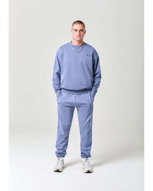 Nicce London Blue Script Essential Crew & Joggers Set for men