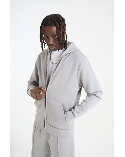 Nicce London Gray Luxe Full Zip Hoodie for men