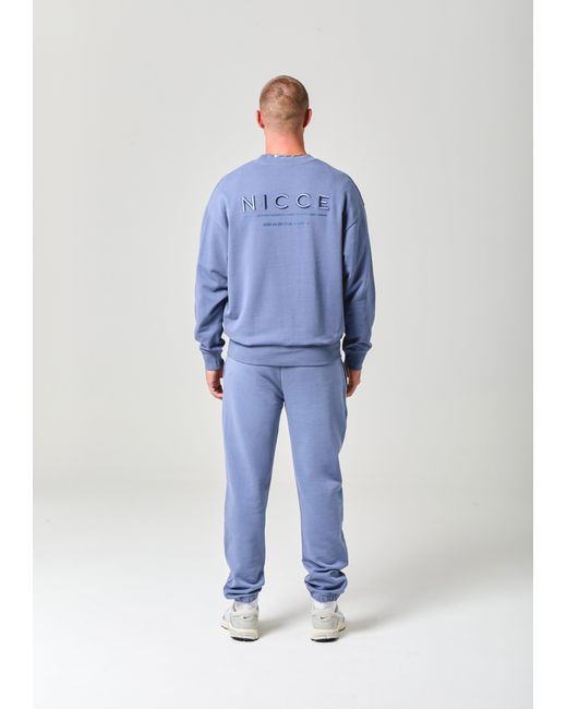 Nicce London Blue Script Essential Crew & Joggers Set for men