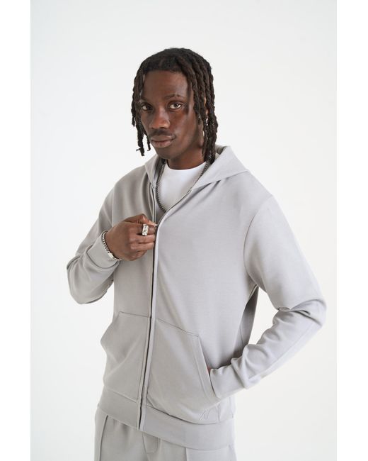 Nicce London Gray Luxe Full Zip Hoodie for men
