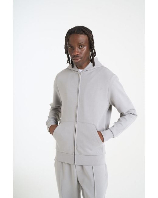 Nicce London Gray Luxe Full Zip Hoodie for men