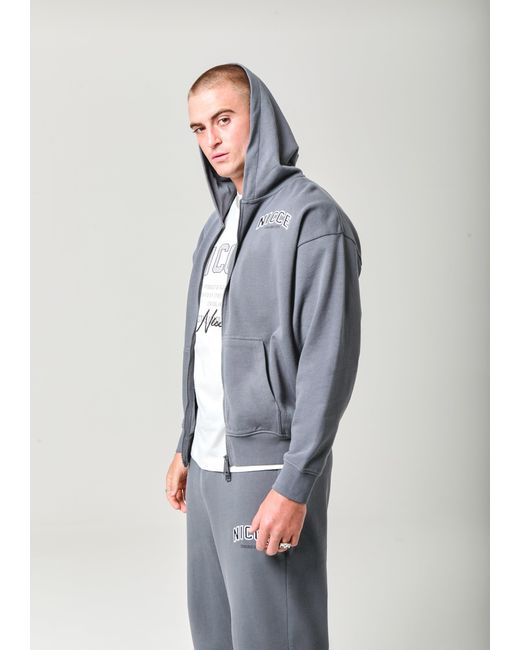 Nicce London Blue Elevate Zip Thru Hoodie for men