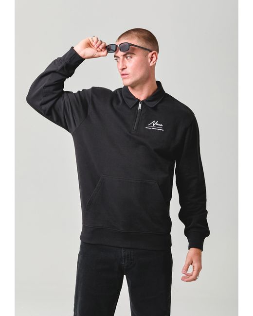 Nicce London Black Exalt 1/4 Zip Sweat for men