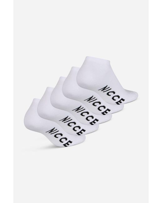 Nicce London White 5 Pack Trainer-Liner Annis Socks for men