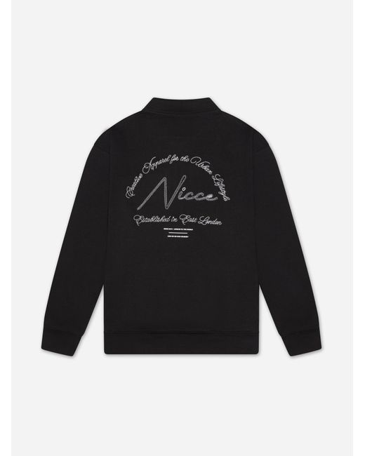 Nicce London Black Exalt 1/4 Zip Sweat for men