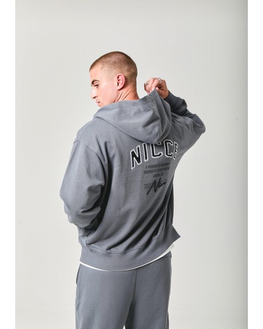 Nicce London Blue Elevate Zip Thru Hoodie for men