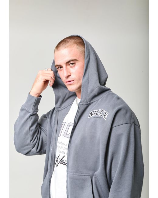 Nicce London Blue Elevate Zip Thru Hoodie for men