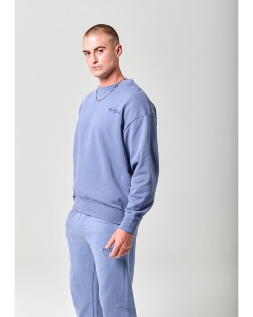 Nicce London Blue Script Essential Crew & Joggers Set for men
