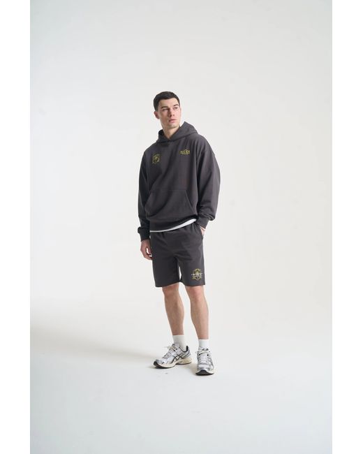 Nicce London Gray Cresta Hoodie & Shorts Set for men