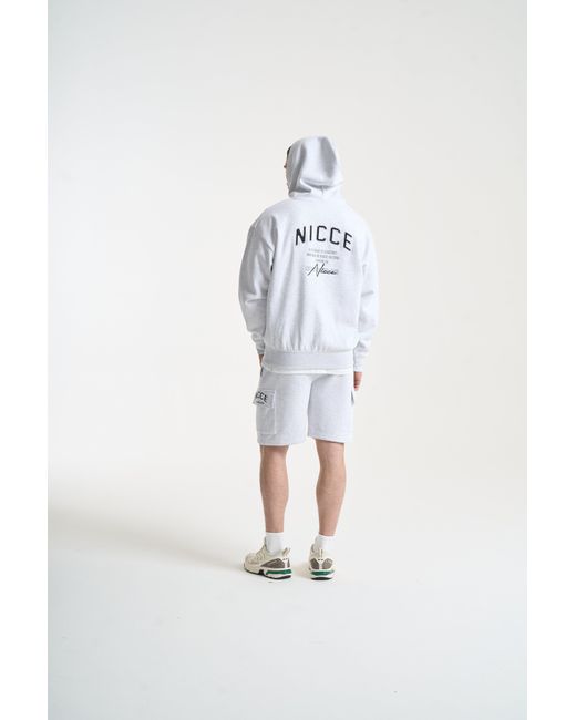 Nicce London White Elevate Zip Thru Hoodie & Shorts Set for men