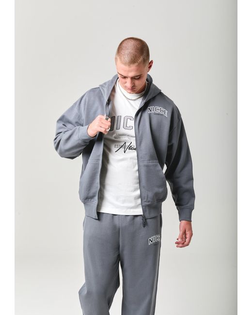 Nicce London Blue Elevate Zip Thru Hoodie for men