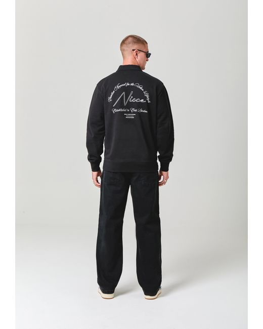 Nicce London Black Exalt 1/4 Zip Sweat for men