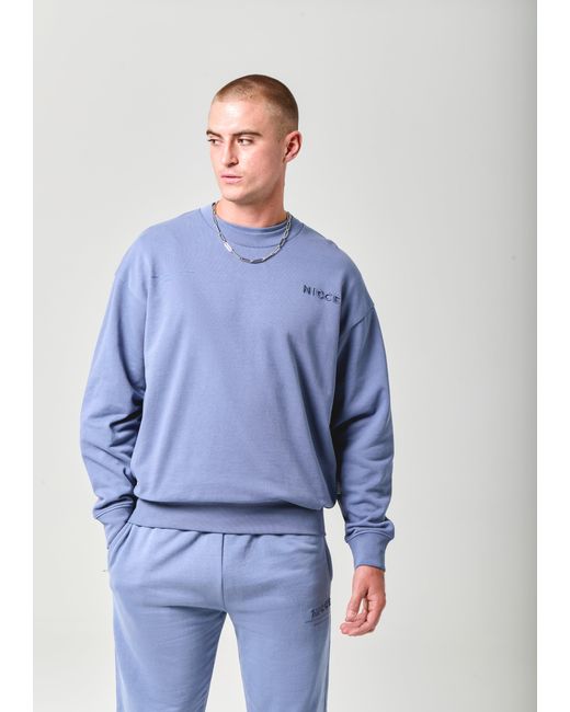 Nicce London Blue Script Essential Crew & Joggers Set for men