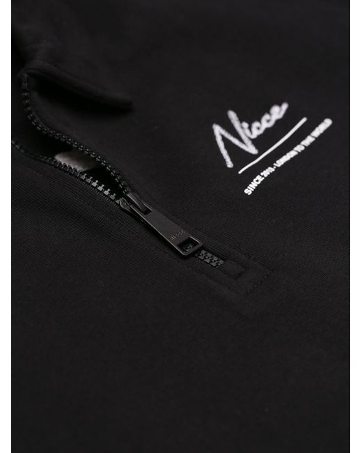 Nicce London Black Exalt 1/4 Zip Sweat for men