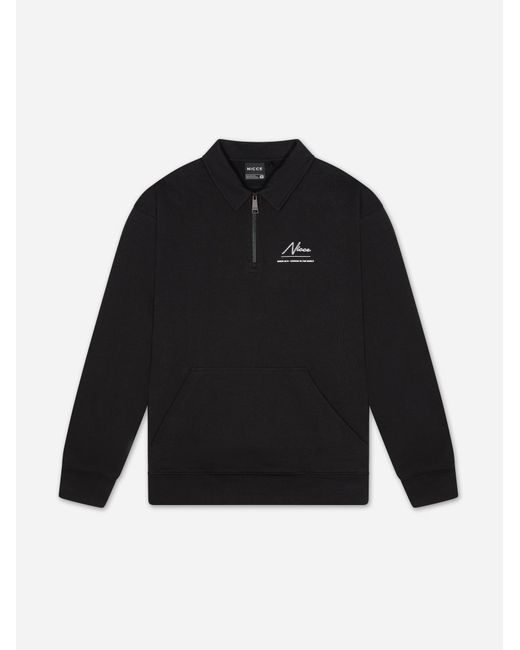 Nicce London Black Exalt 1/4 Zip Sweat for men