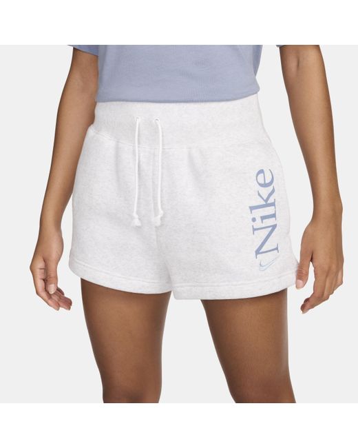 Nike White Sportswear Phoenix Fleece Loose High-waisted 2" Logo Shorts