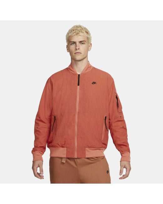 Nike Synthetic Sportswear Tech Pack Woven Lined Bomber Jacket Orange