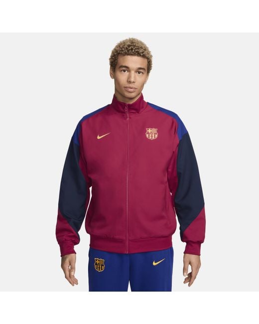 Nike Red Fc Barcelona Strike Dri-fit Soccer Track Jacket for men