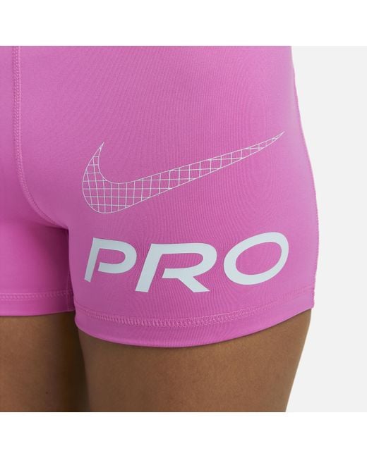Nike Pink Pro Dri-fit Mid-rise 3" Graphic Training Shorts