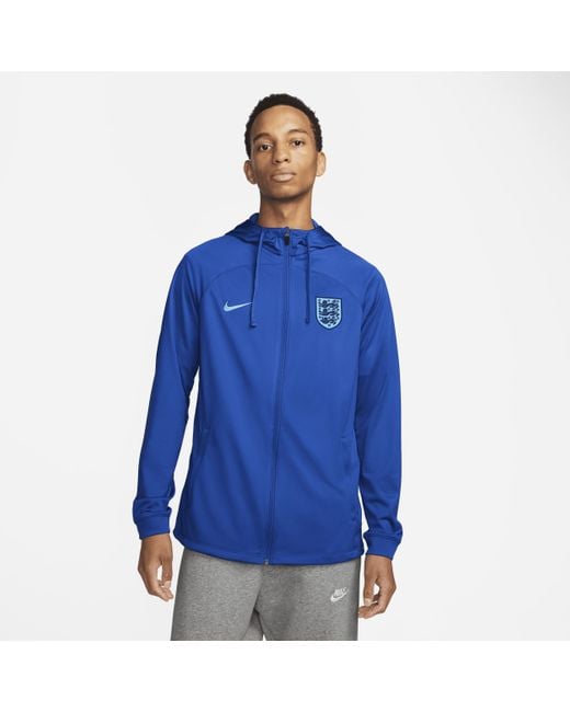 Nike England Strike Drifit Hooded Football Tracksuit Jacket in Blue