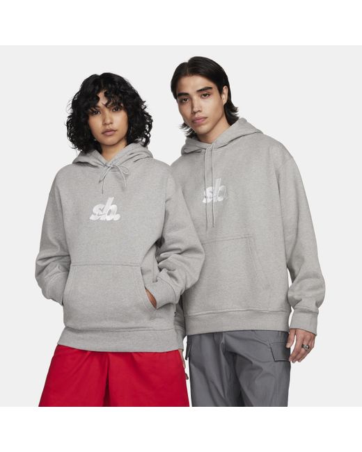 Nike Gray Sb Fleece Pullover Skate Hoodie Polyester
