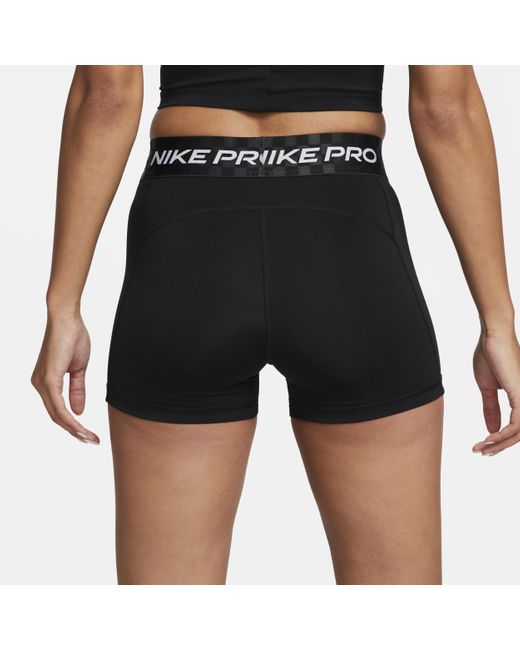 Nike Pro Dri-fit Trainingsshorts Met Halfhoge Taille En Graphic in het Blue