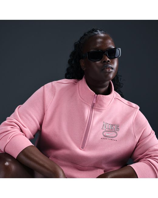Nike Sportswear Club Fleece Mock-Neck 1/2-Zip Graphic Top Nike Sportswear Club Fleece Mock-Neck 1/2-Zip Graphic Top