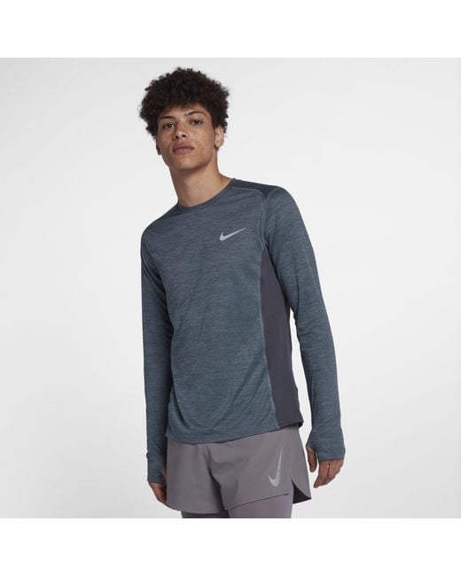 Nike Miler Long-sleeve Running Top in Grey for Men | Lyst UK