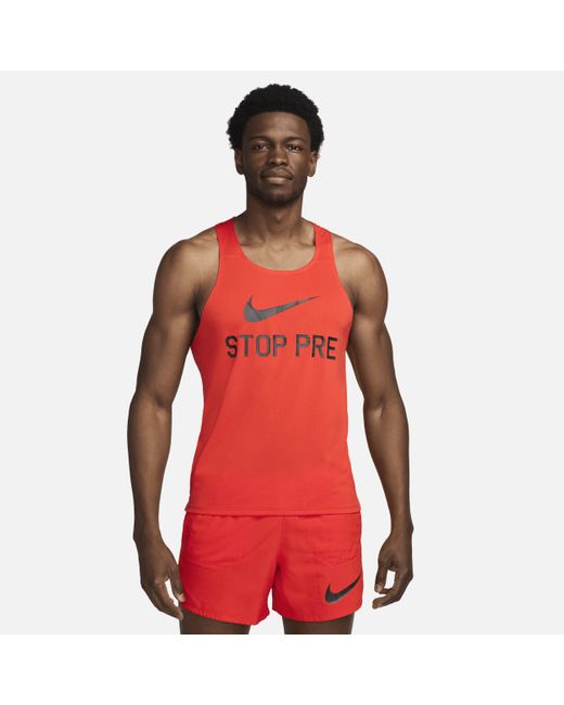 Nike Fast Run Energy Hardloopsinglet in het Red voor heren