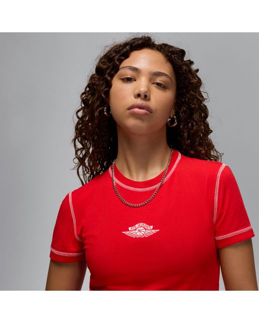 Nike Red Rare Air Cropped Short-Sleeve T-Shirt