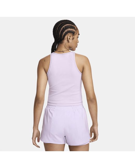 Nike Purple One Fitted Dri-fit Ribbed Tank Top Polyester