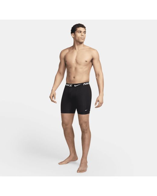 Nike Black Dri-fit Essential Micro Long Boxer Briefs (3-pack) for men