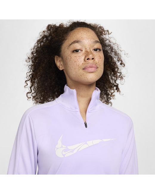 Nike Purple Swoosh Dri-fit 1/4-zip Mid Layer 50% Recycled Polyester