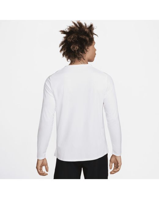 Nike White Miler Dri-Fit Uv Long-Sleeve Running Top for men