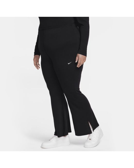 Nike Sportswear Chill Knit Strakke legging Met Wijd Uitlopende Pijpen En Mini-rib in het Black