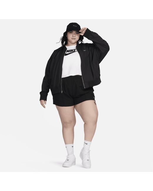 Nike Black Sportswear Essential Oversized Bomber Jacket (plus Size)