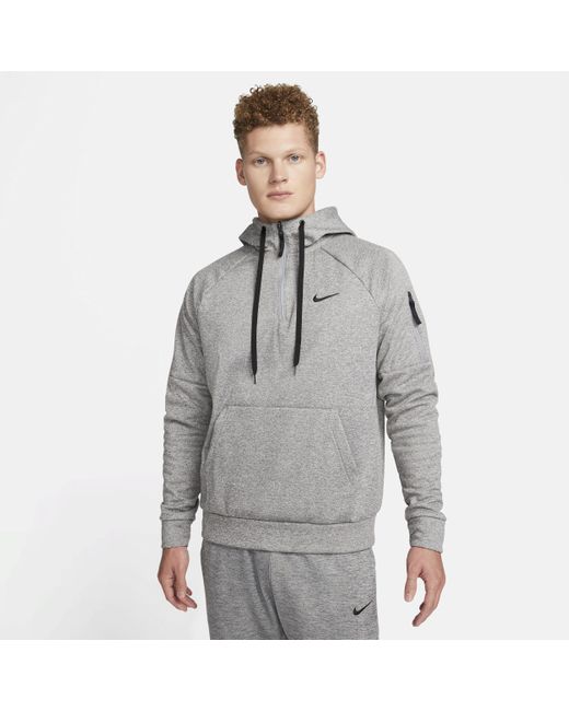 Nike Therma-fit 1/4-zip Fitness Hoodie in Gray for Men | Lyst