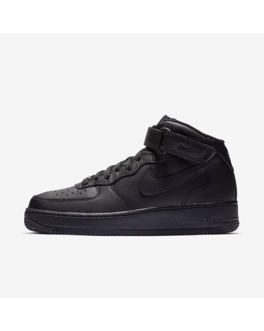 Nike Air Force Mid '07 Leather High-Top Sneakers in Black,Black (Black) - Save 53% | Lyst