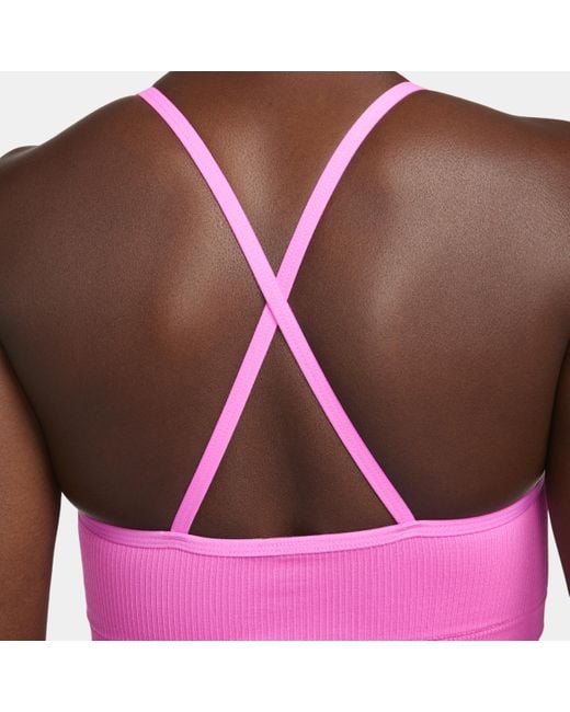 Nike Pink Indy Seamless Ribbed Light-support Non-padded Sports Bra