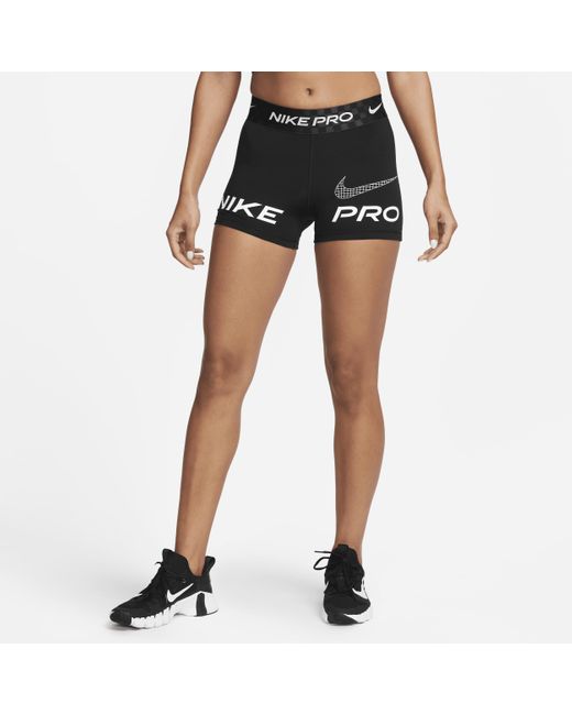 Nike Black Pro Dri-fit Mid-rise 3" Graphic Training Shorts