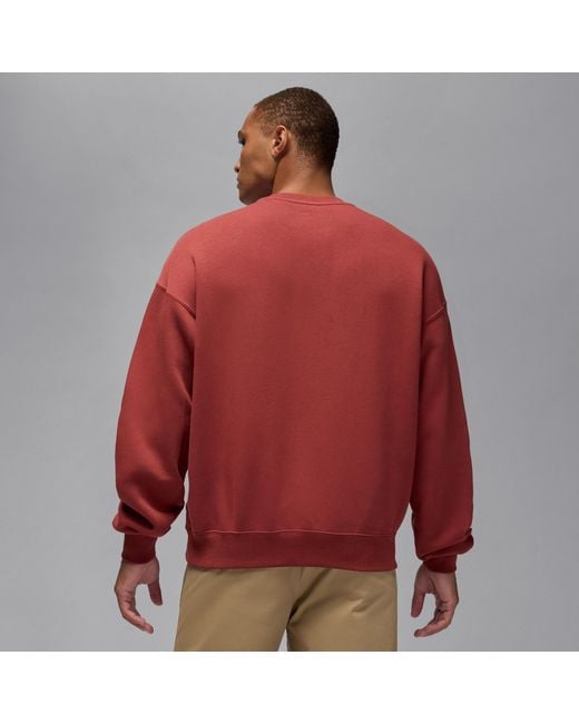 Nike Red Brooklyn Fleece Crew-Neck Sweatshirt for men