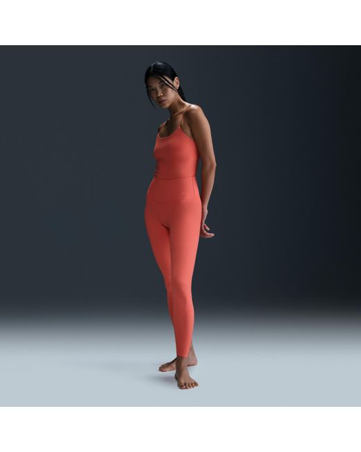 Nike Blue Zenvy Rib Gentle-Support High-Waisted 7/8 Leggings
