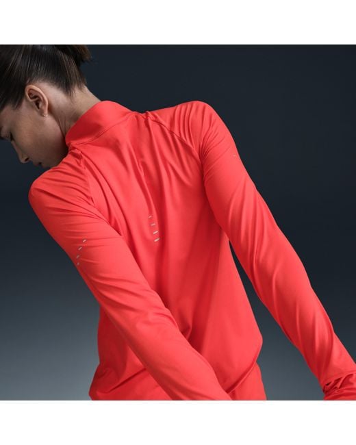 Nike Red Swift Dri-Fit Uv 1/4-Zip Running Top
