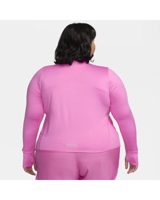 Nike Pink Dri-fit Swift Element Uv 1/4-zip Running Top (plus Size)