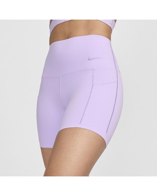 Nike Purple Universa Medium-support High-waisted 5" Biker Shorts With Pockets