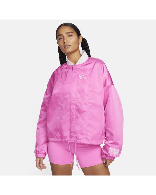 Nike Pink Air Oversized Woven Bomber Jacket