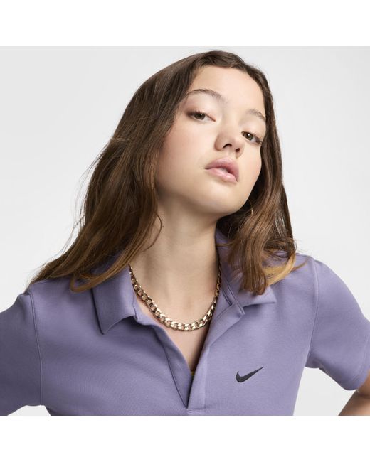 Nike Purple Sportswear Essential Short-sleeve Polo Top
