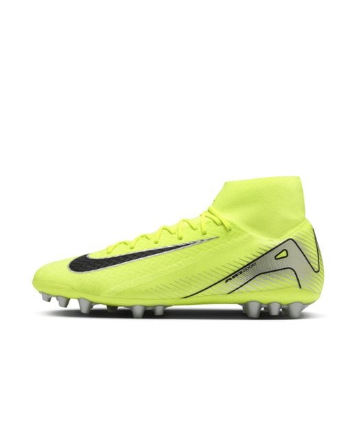 Nike Yellow Mercurial Superfly 10 Academy Ag High-Top Football Boot for men
