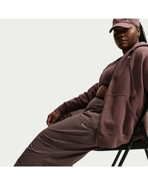 Nike Brown Sportswear Oversized High-Waisted Woven Pants (Plus Size)