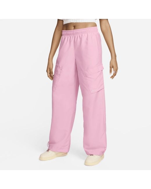 Nike Pink Sportswear Woven Cargo Trousers Polyester